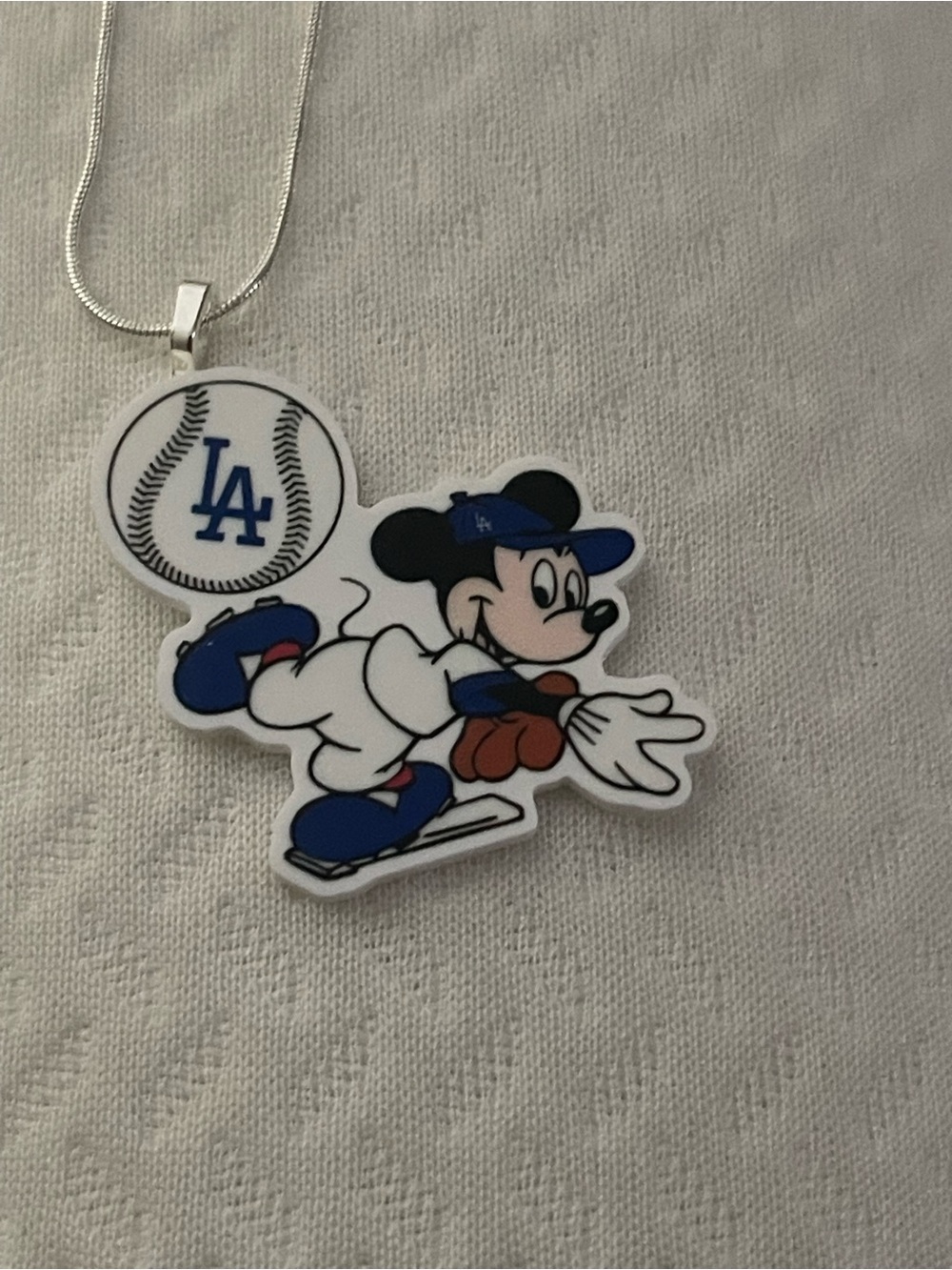 LA Dodgers Blue & White  Baseball Necklace - Character Design
